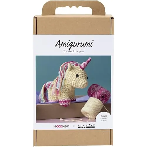 Creativ Company Amigurumi DIY Häkelset (Einhorn - Regenbogenfarben)