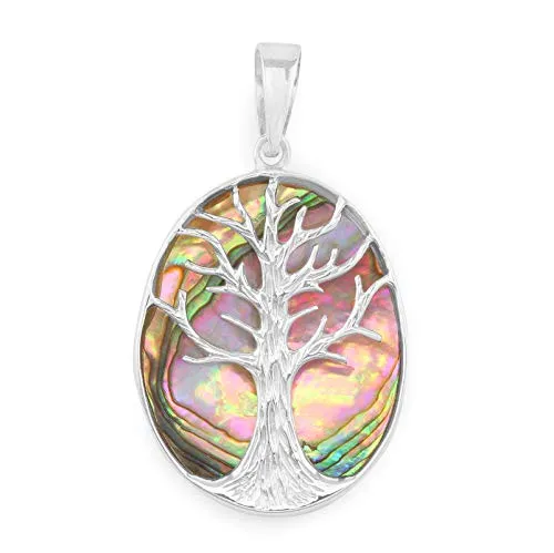 Monkimau Damen Anhänger Lebensbaum aus 925 Sterling Silver echt Silber mit Perlmutt