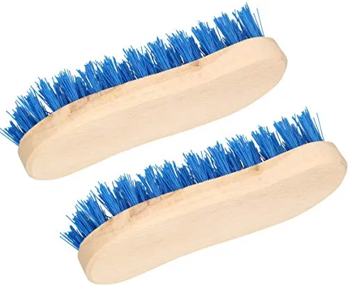 KOTARBAU® 2er Set Scheuerbürste S-Form 180mm Holzgriff mit PVC-Borsten Reinigungsbürste Schrubbbürste für Böden schwerzugängliche Stellen
