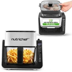 NutriChef 4L Airfryer & Elektrogrill – 7-in-1 Heißluftfritteuse für fettfreies Kochen