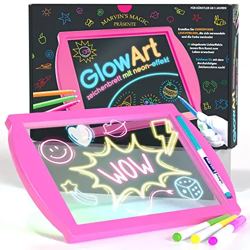 Marvin's Magic Glow Art Neon-Zeichentafel für Kinder - Pink - ab 5