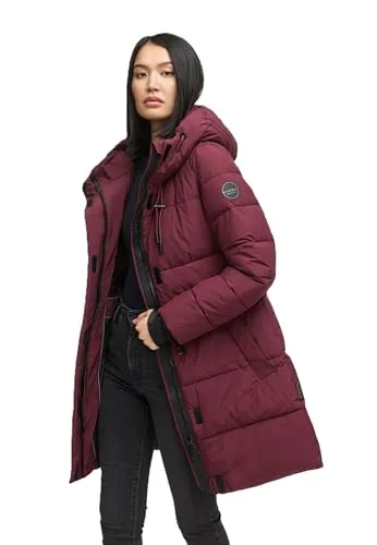 Marikoo Winterjacke Kaituu XVI mit großer Kapuze in Rot, Größe L (40) - Funktionsjacken für kalte Tage, ausgestattet mit einer großen Kapuze und aus 100% Polyester für optimalen Komfort und Wärme.