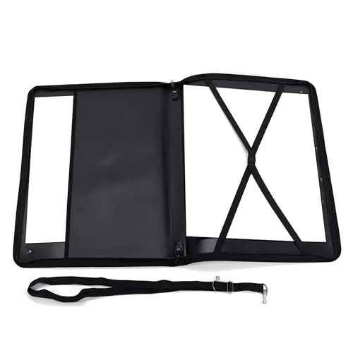 Praktische KÜNSTLERMAPPE PORTFOLIO A2 | für Unterlagen bis Format Din A2 | schwarz, 62x45x4 (LxHxT), Kunststoff | Transportmappe, Dokumententasche, Präsentationsmappe