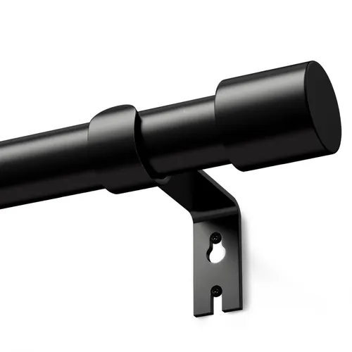 Schwarz Gardinenstange 76-228 cm, 25mm Vorhangstange Ausziehbar Curtain Rod Gardinenstangen für Fenster Outdoor (Schwarz Matt, 76 to 228 cm)