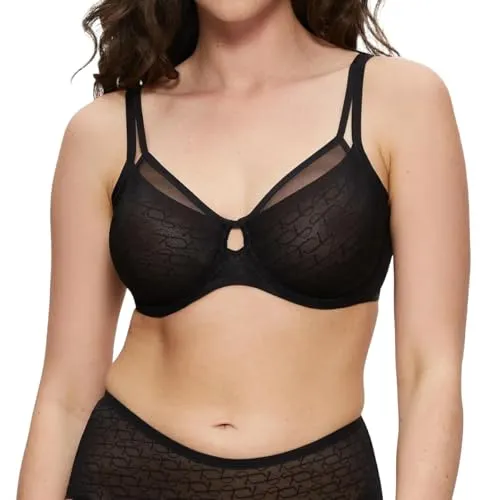 Triumph BH Signature Sheer W01 EX Schwarz E 80 Damen - Funktionsunterwäsche - Eleganter Minimizer-Bügel-BH für optimalen Komfort und ein dezentes, transparentes Design, das die Büste optisch verkleinert und gleichzeitig hervorragenden Halt bietet.