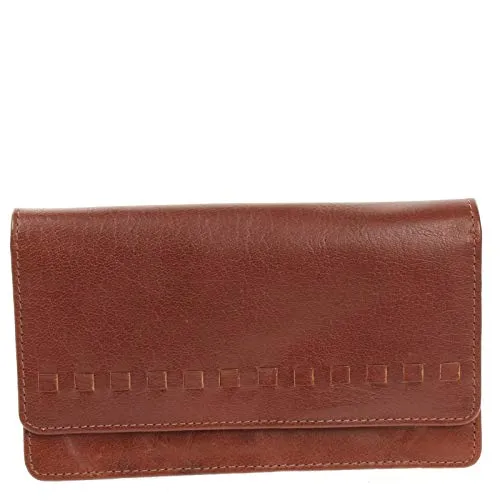 LECONI Geldbörse Portemonnaie Frauen Clutch Brieftasche Kartentaschen Querformat Ledergeldbörse für Damen Leder 19,5x11x3,5cm braun LE9016-buf