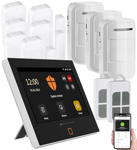 VisorTech Alarmanlage Haus: 12-teiliges WLAN/4G-Alarmanlage-Set mit 9 Sensoren, 2 Fernbedienungen (Hausalarmanlage, Funk Alarmanlage, Überwachung)