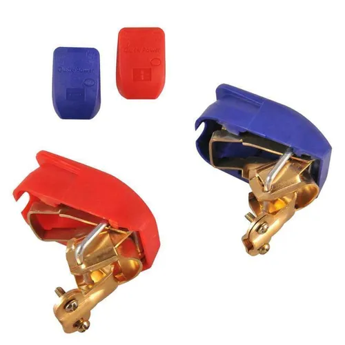 Batterie Klemmen Polklemmen KFZ 2 Schnellverbinder Autobatterie ROT Blau +/- Set