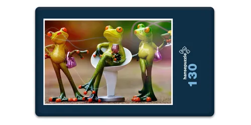 hansepuzzle 17568 - Frosch Puzzle, 130 Teile, Tierwelt, 28,7 x 20,0cm mit hochwertiger Aufbewahrung, Kartonbox und wiederverschließbarem Beutel