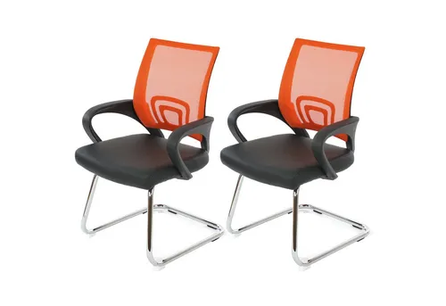 PROREGAL® Besucherstuhl 2er-Set Konferenzstuhl mit Lehne, stylisch 92x57x59cm Orange, ergonomisch, stabil, pflegeleicht und dazu ein echter Hingucker