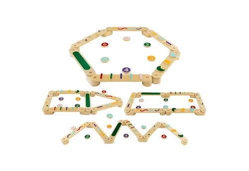 COSTWAY Balanceboard, Kinder Balancierbalken mit 6 Balanciersteine, Holz