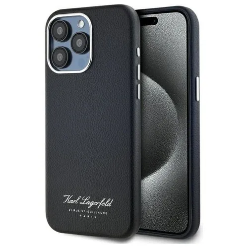 CG MOBILE Karl Lagerfeld KLHCP15XPGWCMKHK Hülle für iPhone 15 Pro Max - Standard Handyhüllen, stylisches Hardcase aus TPU, PC und Kunstleder der Hotel RSG Collection für optimalen Schutz und elegantes Design.