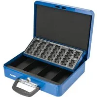 HMF 10016-05 Geldkassette Münzzählbrett Tragegriff 30 x 24 x 8 cm Blau