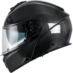 Apex MC500 Carbon Solid Klapphelm - Schwarz - M - Hochwertiger Klapphelm aus Kohlefaserverbundwerkstoff mit extrem bequemem Innenfutter und hervorragender Atmungsaktivität. Ideal für sicheres Fahren mit ECE-Zulassung und integriertem Sonnenvisier. Perfekte Passform für maximalen Komfort.