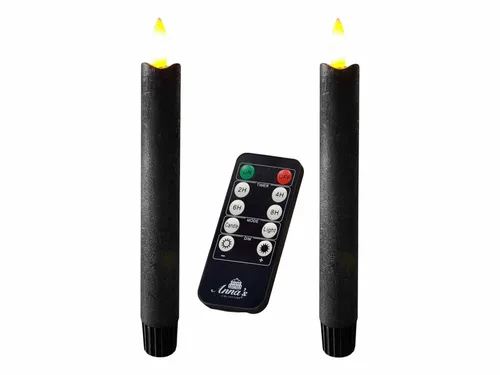 Coen Bakker Deco BV LED-Kerze (Set, 3-tlg), Stabkerzen mit Fernbedienung schwarz 18cm 3D-Flamme