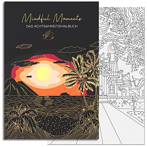 LEAF & GOLD® Malbuch für Erwachsene I Mandalas zum Thema Achtsamkeit I Ausmalbuch mit Perforation I Mandala Malbuch mit über 30 Motiven