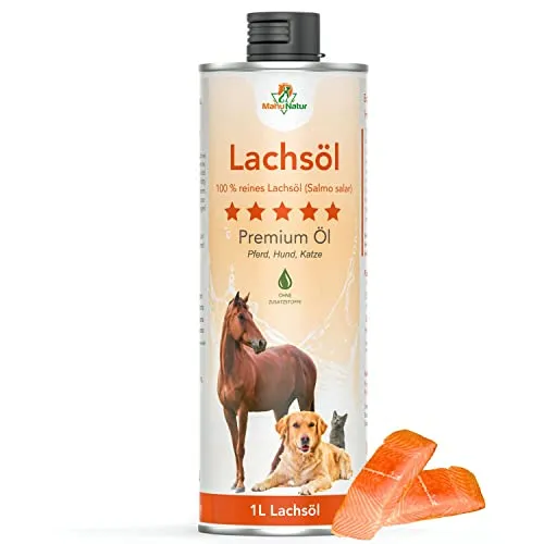 Mahu Natur 1 Liter Lachsöl Für Hunde & Katzen I Natürlich Nativ Mit Omega 3 & Omega 6 Fettsäuren I Fischöl Für Hunde Als Barf Zusatz Von Senior Bis Welpen