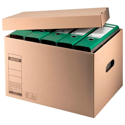 LEITZ 10 Archivboxen 6081 braun - Archivprodukte aus Karton – ideal für die übersichtliche Ablage von bis zu 4 Ordnern, umweltfreundlich und stabil mit FSC-Zertifizierung.