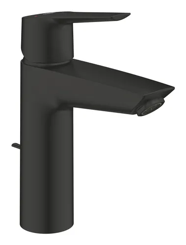 Grohe Start Einhand-Waschtischbatterie M-Size - Mattschwarz - Waschtischarmaturen mit Zugstangen-Ablaufgarnitur, elegant in mattschwarz für modernes Badezimmerdesign