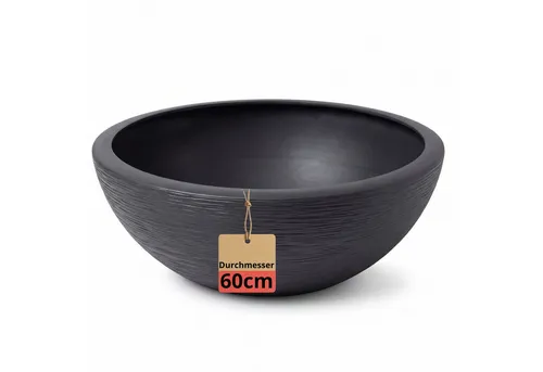 BigDean Pflanzschale XL 59cm – Moderne Rundschale mit Rillenstruktur - Die BigDean XL Pflanzschale mit 59cm Durchmesser ist vielseitig einsetzbar – ideal für Pflanzen oder als dekorativer Minibrunnen. Wetterfest, frostbeständig und leicht, passt sie perfekt in Garten und Wohnraum.