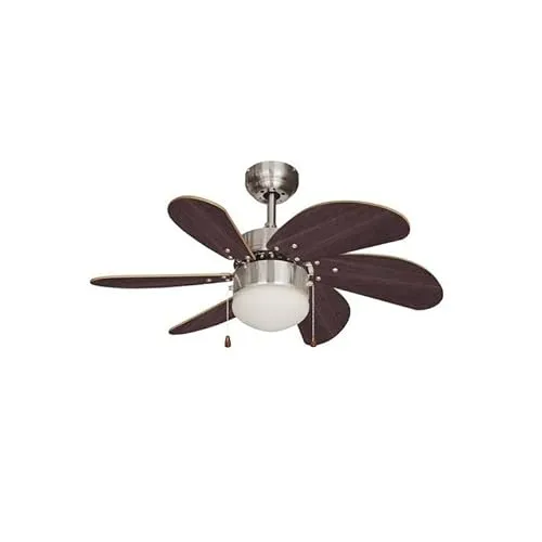 Deckenventilator mit Lampe EDM 33984 Aral Wengue Nickel 50 W - Stylischer Deckenventilator mit integrierter Lampe, ideal für eine angenehme Raumbeleuchtung und erfrischende Luftzirkulation in Wohnräumen.