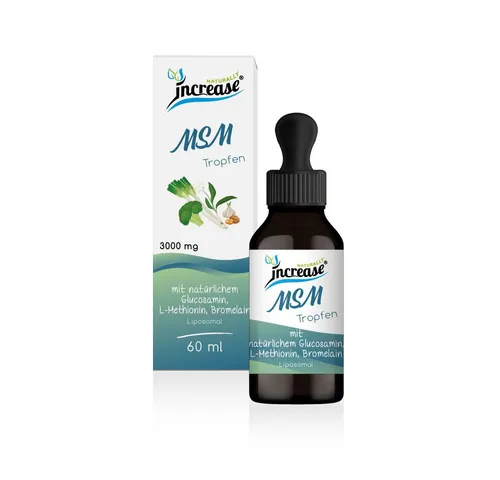increase NATURALLY Liposomales MSM - 3000mg pro Tag Tropfen, 60 ml - Hochwertiges Nahrungsergänzungsmittel in Tropfenform zur Unterstützung der täglichen Ernährung. Mit geprüften Inhaltsstoffen für eine einfache Anwendung.