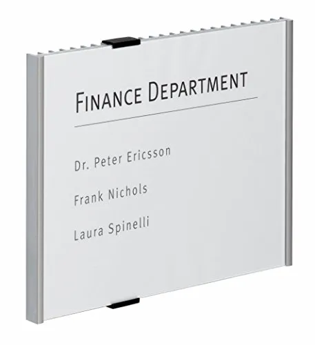 Durable Türschild A4 quer - metallic silber, 480723 - Sonstige Raumschilder, aus hochwertigem Aluminium, inkl. Montageset für einfache Befestigung, ideal zur flexiblen Beschriftung in Büros und Konferenzräumen.