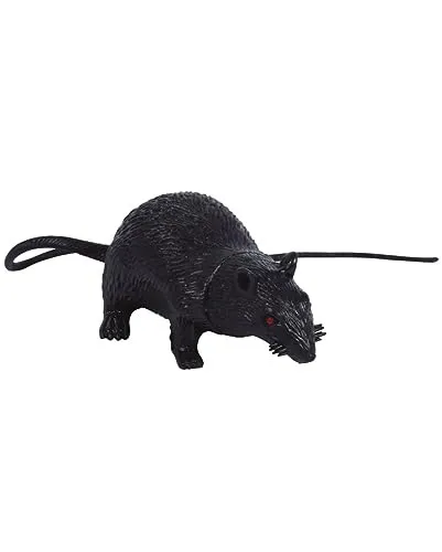 Horror-Shop Schwarze Deko Ratte aus Latex für Halloween 15cm