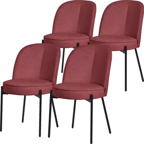 ML-Design Esszimmerstühle 4er Set Rot Küchenstühle aus Polyester mit Metallbeinen Wohnzimmerstühl mit Rückenlehne Polsterstühle für Esszimmer Küche