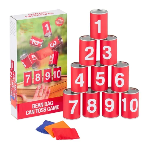 Dosenwerfen Dosenwurfspiel Büchsenwurfspiel Wurfspiel für Kinder 10 Dosen
