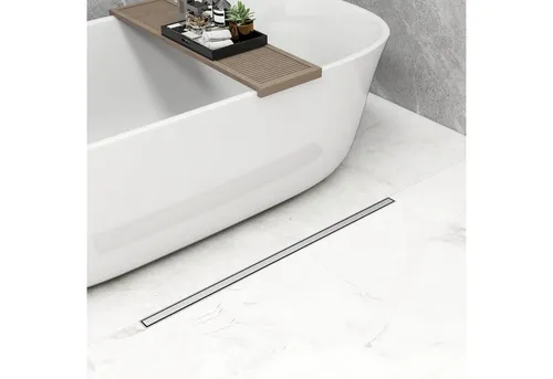 Plumbsys Duschrinne Edelstahl 60cm - Abflusssieb mit 360° drehbarem Siphon und Geruchsstop, für schnelle Entwässerung bis 36L/min, aus rostfreiem Edelstahl 304, robust und leicht zu reinigen.