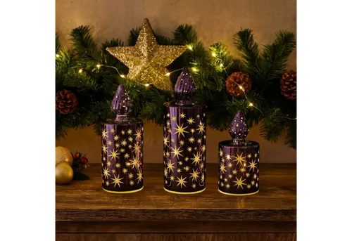 Online-Fuchs LED-Kerze 3er Set - LED-Kerzen aus Glas mit 10, 15 und 20 warmweißen LEDs, ideal für festliche Weihnachtsdeko und ausgestattet mit einer praktischen 6-Stunden Timerfunktion.