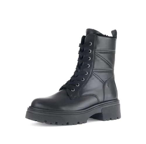 Gabor Damen Combat Boots, Frauen Stiefeletten,Best Fitting,Warmfutter,schnürstiefel,Winterstiefel,Winterschuhe,warm,schwarz,37 EU / 4 UK