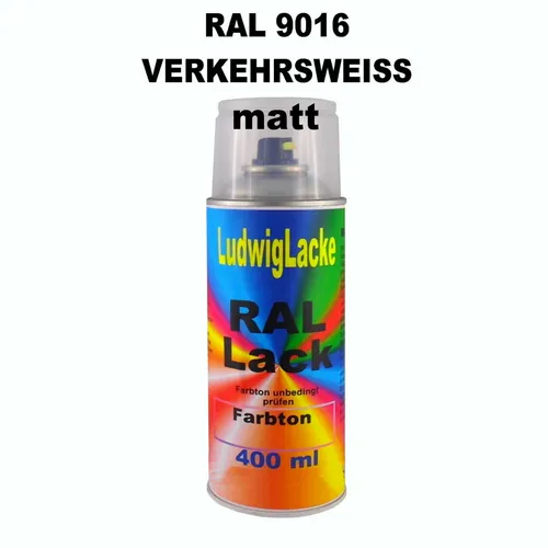 Ral Spraydose 9016 MATT Verkehrsweiß 400ml  Buntlack für Metall Holz Glas