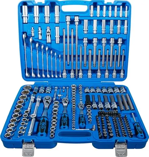 BGS 2259 Steckschlüssel-Satz Sechskant 214-tlg. - Werkzeug-Sets aus hochwertigem Chrom-Vanadium-Stahl, ideal für Kfz-Reparaturen mit 214 Teilen, inklusive vielfältiger Steckschlüssel und Bits für jede Anwendung.