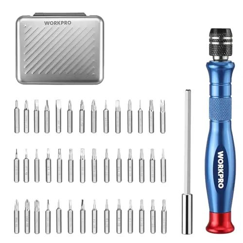 WORKPRO Präzisionsschraubendreher-Set 44-teilig, Kleine Schraubendreher-Bits, Feinmechaniker Schraubendreher, Kleine Schraubenzieher mit Aufbewahrungsbox für Brillen