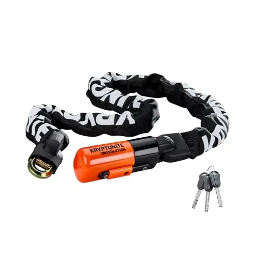 Kryptonite Evolution 1016, Kettenschloss mit integriertem Schlosskopf, 10 mm gehärteter Manganstahl, Sicherheitslevel 8/10, für Fahrräder, E-Bikes, Roller und Motorräder, 4,40 kg, Länge 160 cm