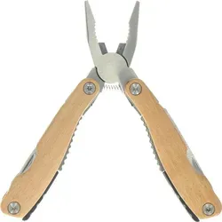Multitool aus Edelstahl mit Buchenholzgriff