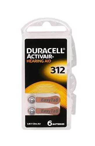 Hörgerätebatterien Duracell Activair 312, 1 Päckchen (6 Batterien)