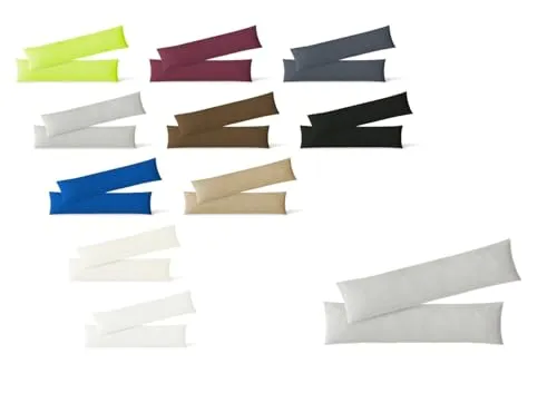 EXKLUSIV HEIMTEXTIL Kissenhülle Kissenbezug Doppelpack mit Reißverschluss hochwertige Jersey Qualität Silber 40 x 145 cm