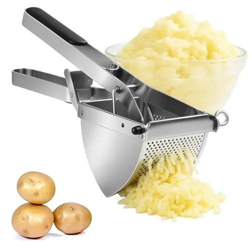 Nurch Nurch Kartoffelpresse und -stampfer, robustes, kommerzielles Babynahrungssieb aus Edelstahl, geschäftlicher Obststampfer und Lebensmittelpresse mit ergonomischem Komfortgriff