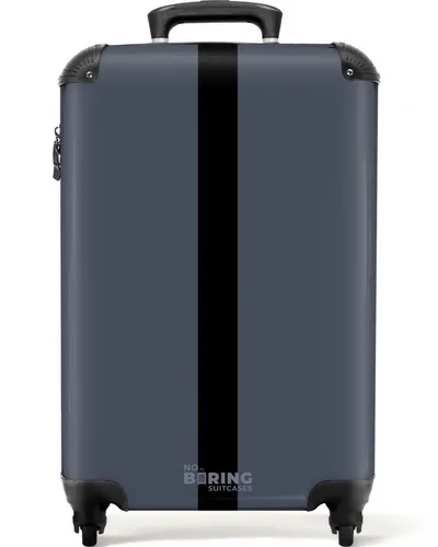 NoBoringSuitcases.com© Hartschalen-Trolley Blau mit schwarzem Streifen