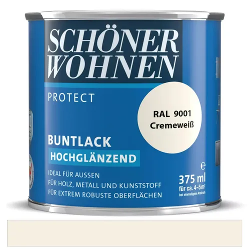 Schöner Wohnen Protect Buntlack Cremeweiß (RAL 9001) hochglänzend 375 ml  13€/L