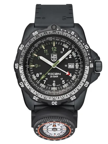 Luminox Quarzuhr Recon Nav Spec mit 2 Bändern - Swiss Made Armbanduhr mit konstantem Nachtlicht für bis zu 25 Jahre, ideal für Abenteuer und Outdoor-Aktivitäten, inklusive schwarzem Kautschuk- und grünem Nato-Textilband.