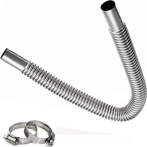 Abgasschlauch für Stromerzeuger 60 CM – Edelstahl Auspuffrohr mit 2 Schellen