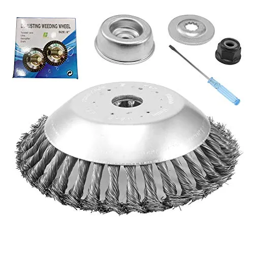 Wildkrautbürste für Freischneider, 25,4mm Bohrung - Rasentrimmerzubehör mit langlebiger Radbürste aus Edelstahl, ideal für robuste Anwendungen und einfache Installation. Perfekt für die meisten Rasentrimmer mit geraden Antriebswellen.