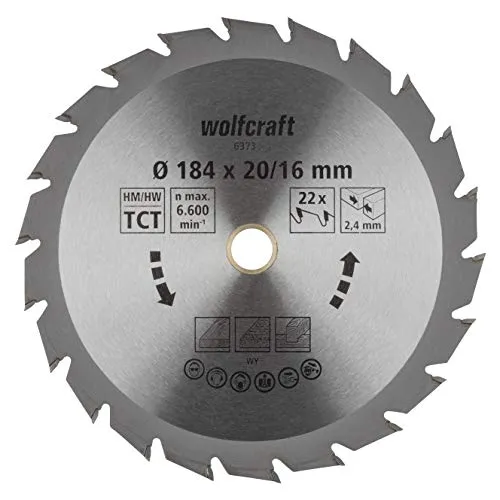 wolfcraft Kreissägeblatt Hartmetall - Hochwertige Sägeblätter in verschiedenen Größen - Zubehör für Elektrowerkzeug: Hochwertige HM-Sägeblätter mit Wechselzahnverzahnung für schnelle und mittelgrobe Schnitte in Holz und Plattenmaterialien.
