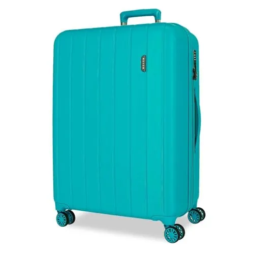 MOVOM Wood, Kabinenkoffer, Gepäck, Innenraum mit Zwei Fächern, aus ABS-Kunststoff, robust und leicht, 4 Lenkrollen, seitlicher Kombinationsverschluss, von Joumma Bags, türkis, Talla única