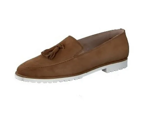 Paul Green Leder-Slipper in Hellbraun, Größe 40 - Damen Schuhe Slipper aus hochwertigem Leder mit rutschhemmender Sohle und eleganter Ziertroddel - ideal für stilvolle und bequeme Auftritte.