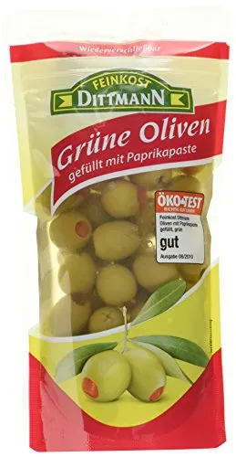 Feinkost Dittmann Oliven gefüllt mit Paprikapaste, 10er Pack (10 x 125 g)